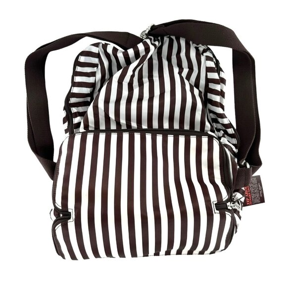 NEW NWT Henri Bendel Zip-Around Packable Backpack Brown Stripe Travel Bag - Picture 7 of 9